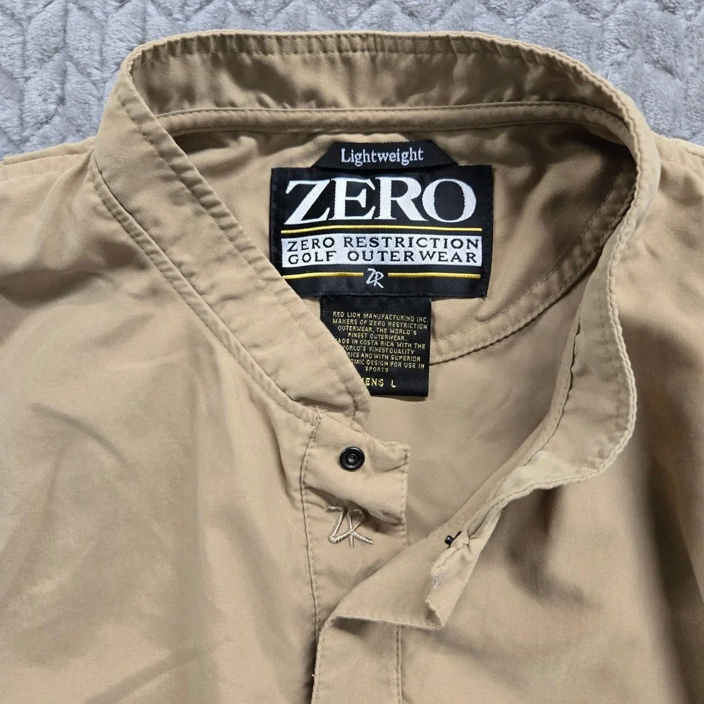 Zero Restriction Mens Lightweight Golf Vest Tan Khaki Microfiber Mock Neck Large